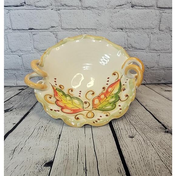Vintage Rare Find Majolica Serving Bowl Art Pottery Hand Painted Made in Italy